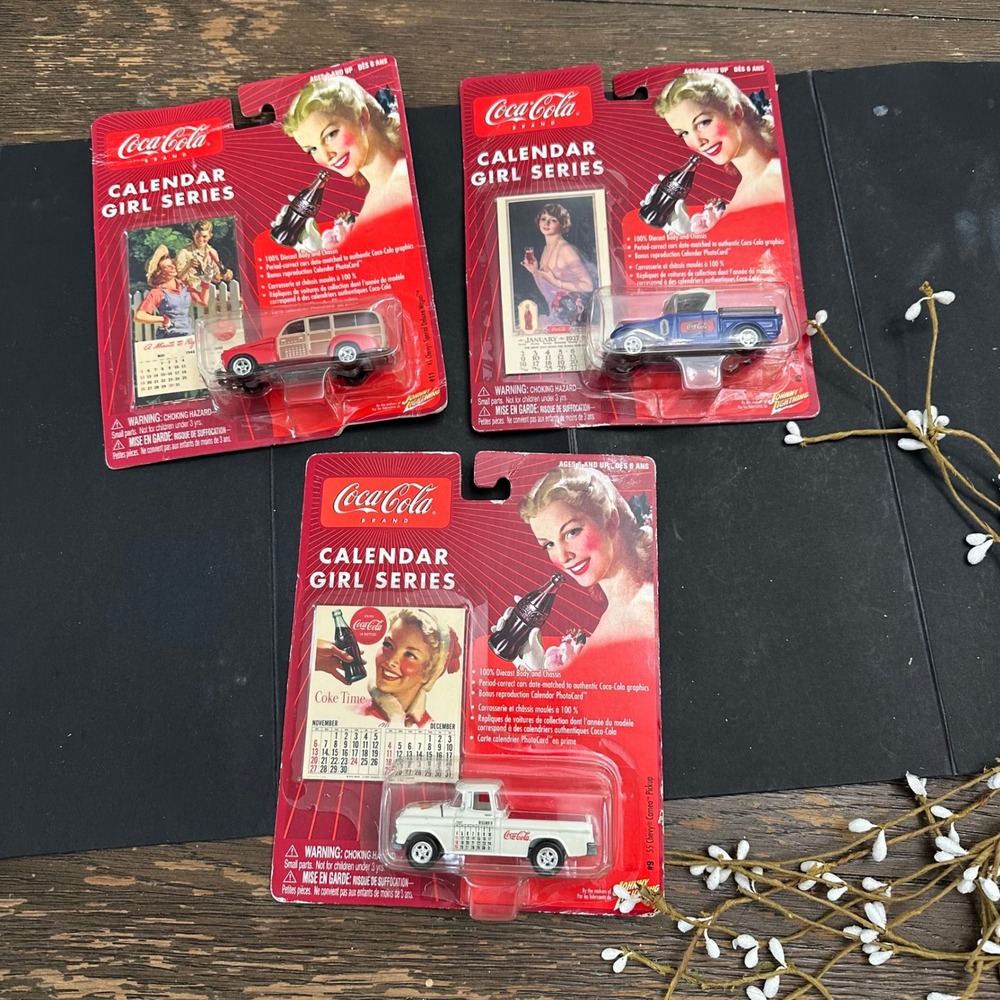 Johnny Lightning Coca-Cola Calendar Girl Series 3 Piece Assorted - Vintage